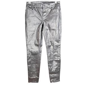 White House Black Market Mid Rise Metallic Skinny Ankle Jeans
